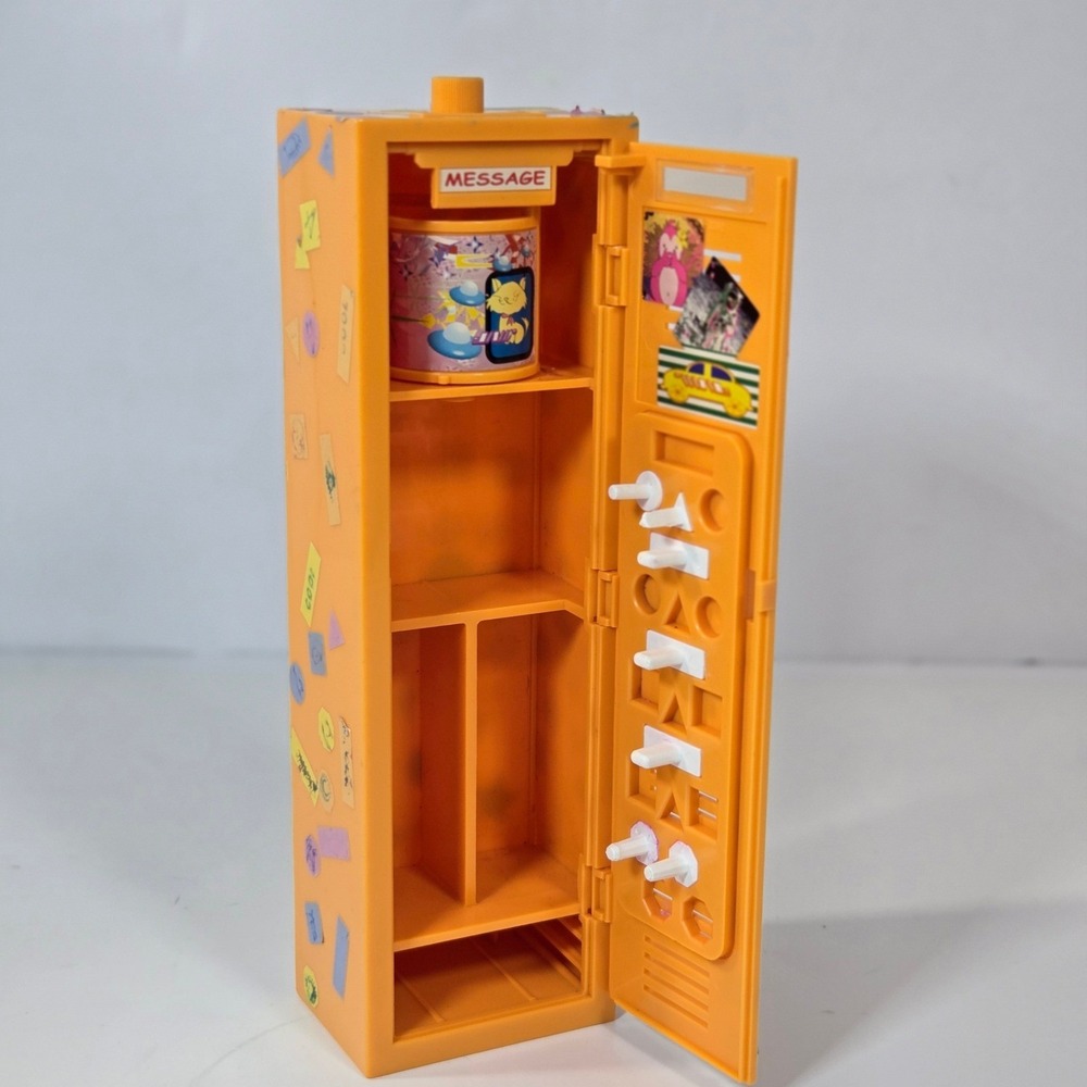 Vintage Barbie Orange School Locker Bank Toy with Stickers and Message Slot